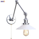 Axyaa Industrial Loft Swing Arm LED Wall Sconce with Pull Chain Switch
