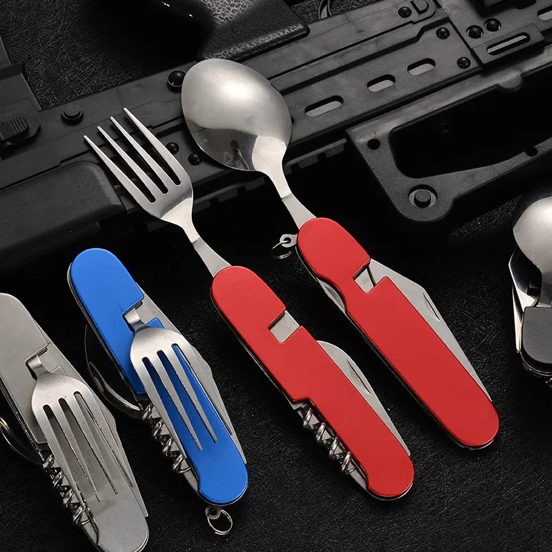 Axyaa 4-in-1 Stainless Steel Camping Utensils Set