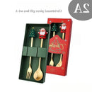 Axyaa Cartoon Santa Claus Spoon & Fork Set in Gift Box