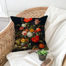 Axyaa Black Floral Print Cushion Cover - Nordic Style Retro Home Decor