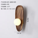 Axyaa Japanese Walnut LED Wall Lamp for Bedroom - Retro & Simple Lighting