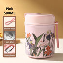 Axyaa Flower Pattern Stainless Steel Braised Flask with Folding Spoon