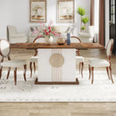 Axyaa Farmhouse Wood Dining Table for 4-6 People - 55" Rectangular Kitchen & Living Room