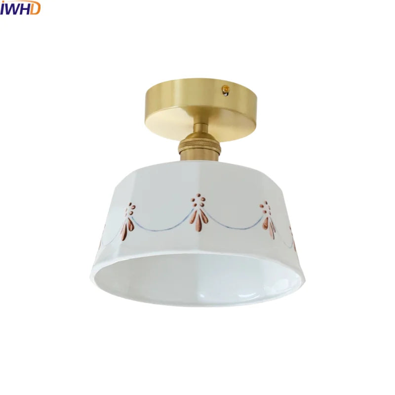 Axyaa Ceramic Copper LED Ceiling Lights for Home Balcony Kitchen Corridor Lighting
