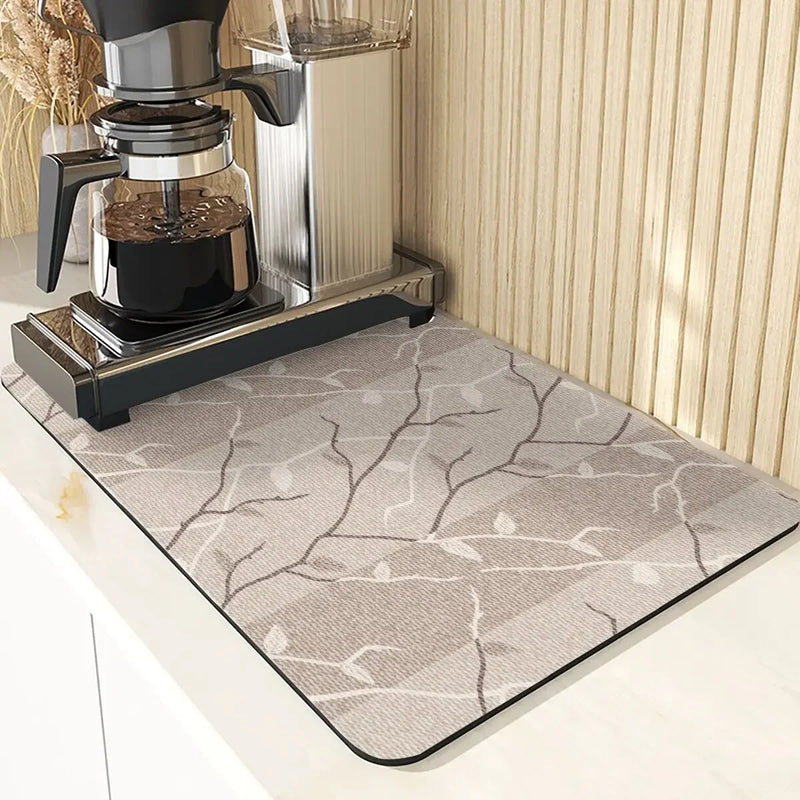 Axyaa Leaves Pattern Silicone Dish Mat for Absorbent Drying & Home Decor