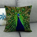 Peacock Linen Pillowcase by Axyaa: Vintage Animal Design for Sofa, Bed or Chair