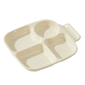 Axyaa 4-Grid Square Plastic Dinner Plate for Kids & Students, Reusable & Dishwasher Safe