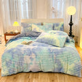 Luxury Axyaa Rabbit Fur Velvet Bedding Set, AB Side Duvet Cover, Flanne Plush Bed Sheet