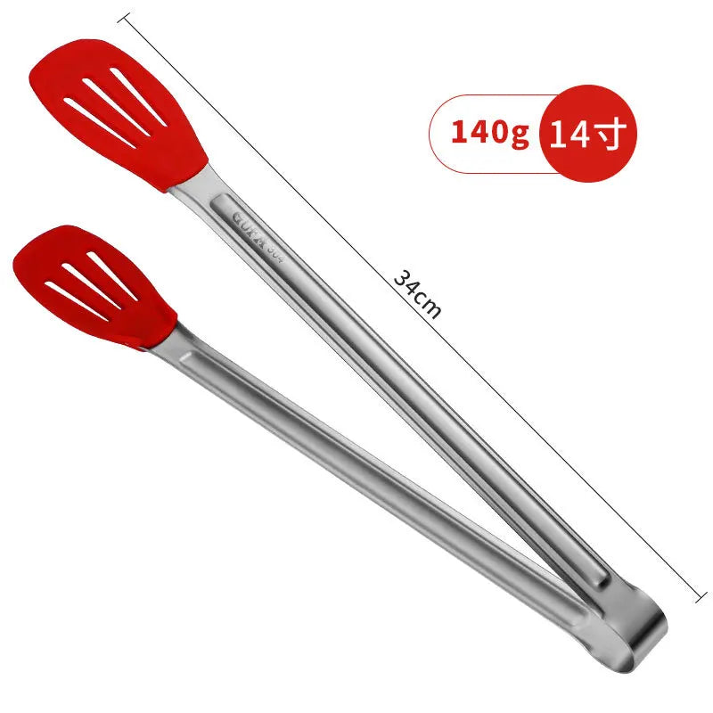 Axyaa Silicone Hollow Head BBQ Tongs for Home Cooking Essentials