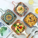 Axyaa Bohemian Ceramic Square Plate for Snacks and Fruits