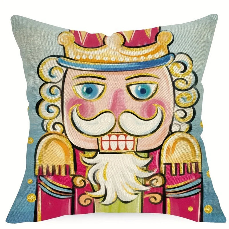 Nutcracker Pillowcase for Living Room Sofa with Zipper Closure by Axyaa