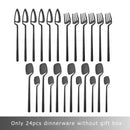 Axyaa 24-Piece Black Stainless Steel Cutlery Set Dishwasher Safe