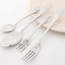 Axyaa 16pcs Retro Silver Stainless Steel Dinnerware Set with Creative Carving