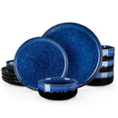 Axyaa 12/18 Piece Blue Klin Change Glaze Dinnerware Set