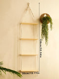 Axyaa 4 Layer Wooden Floating Wall Shelf Flower Pot Rack Boho Home Decor