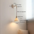 Axyaa Ceramic LED Wall Sconce, Adjustable Copper Arm, Nordic Modern Design