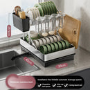 Axyaa 2-Tier Dish Drying Rack with Drainboard and Utensil Holder