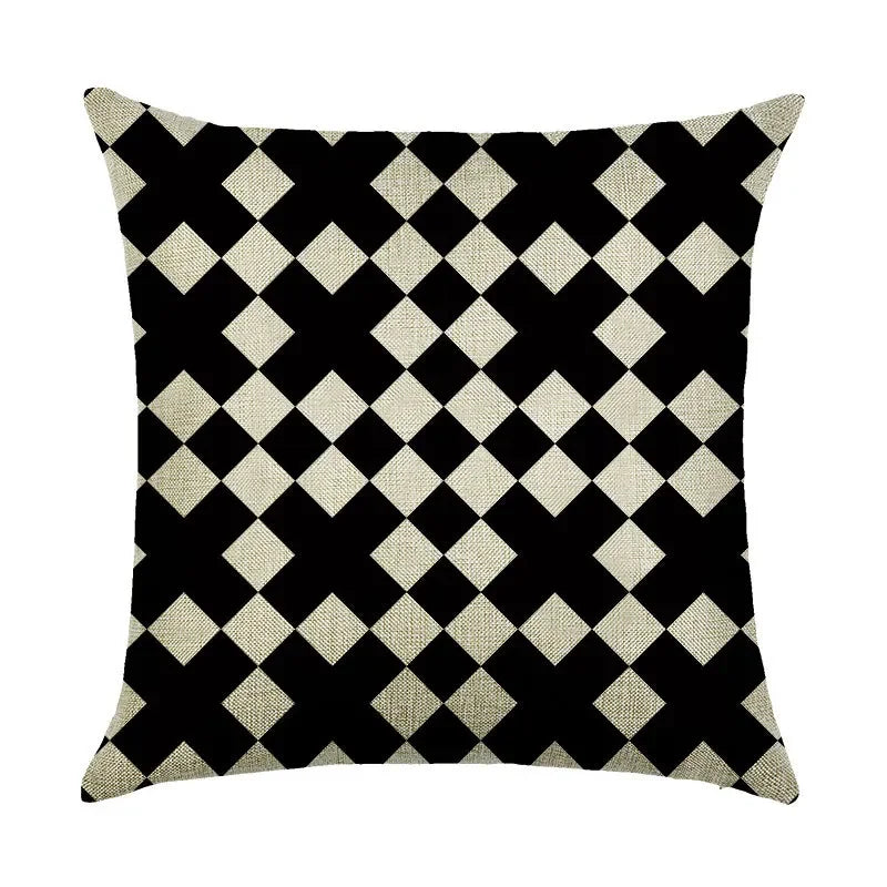 Axyaa Abstract Geometry Linen Pillowcase 45*45cm Square Home Sofa Decor Cover