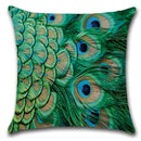 Peacock Feather Printed Pillow Case 45x45cm - Axyaa Brand