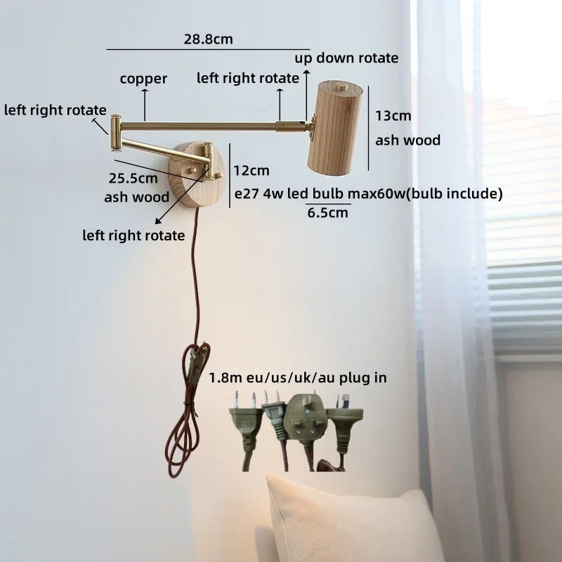 Nordic LED Wall Light Mirror Bathroom Swing Arm Aplique Pared by Axyaa