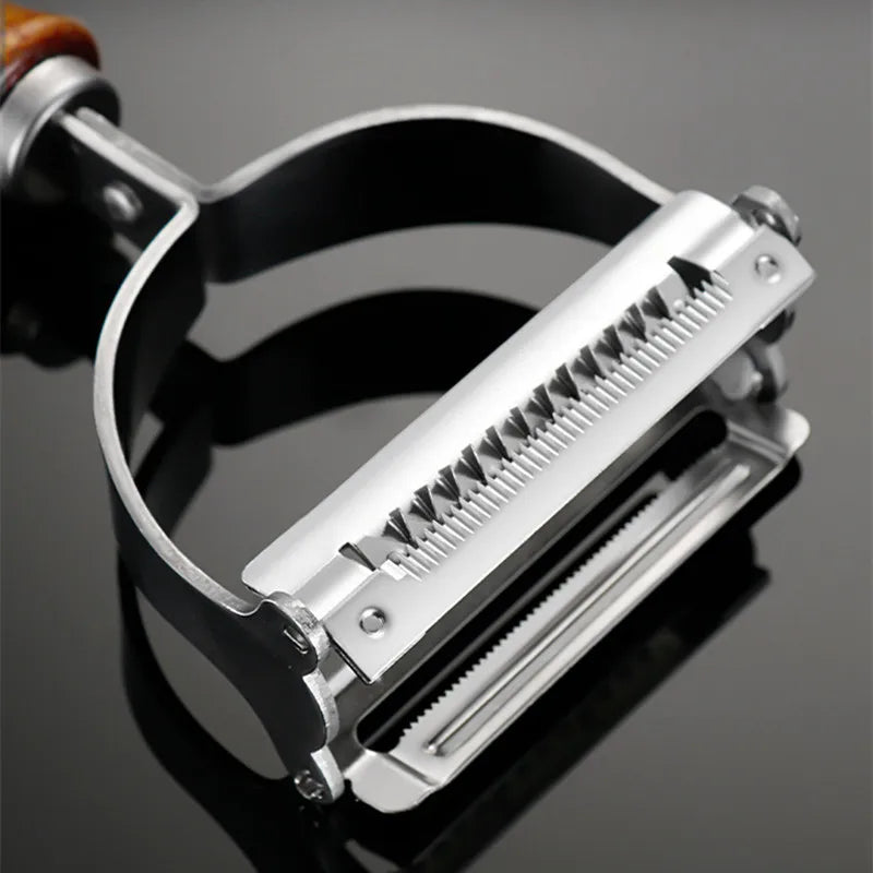 Axyaa Stainless Steel Vegetable Peeler with Wooden Handle - Kitchen Grater Shredder Gadgets