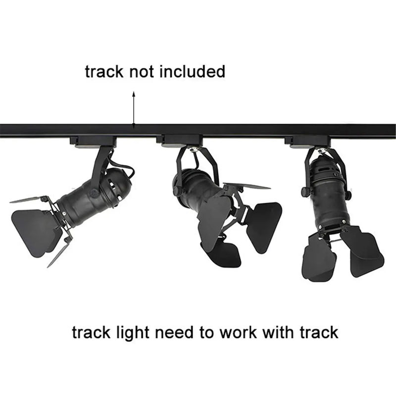 Axyaa Black Mini Adjustable Homes Track Light with Barn Door - Industrial Rail Mount LED Spotlight