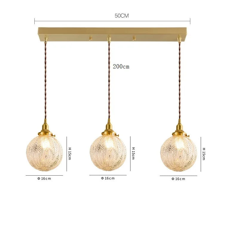 Axyaa Clear Glass LED Pendant Light: Nordic Style Copper Hanging Lamp