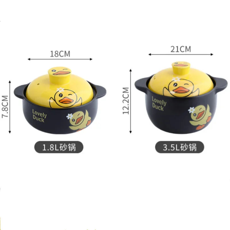 Axya Cartoon Yellow Duck Ceramic Casserole Soup Stew Pan Open Flame Cooker