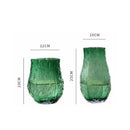 Axyaa Pleated Green Glass Vase for Hydroponics Flower Arrangement