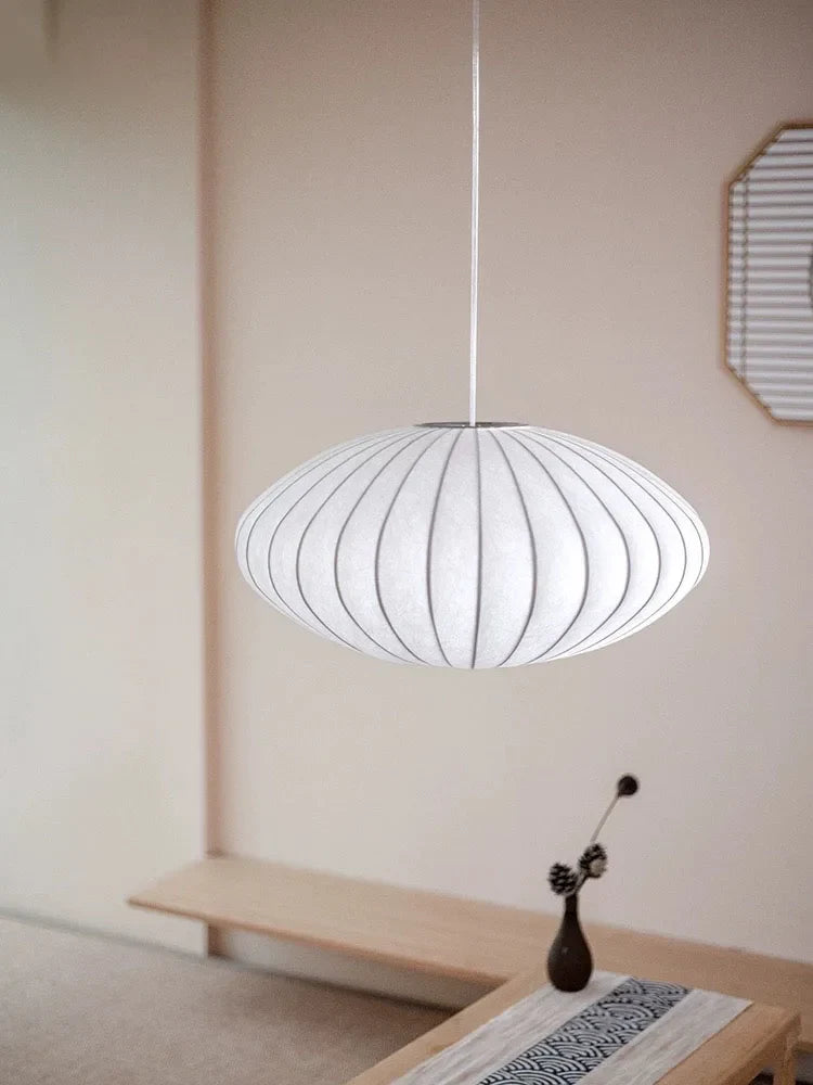 Nordic Silk Pendant Lights Modern Wabi Sabi E27 LED Chandeliers by Axyaa