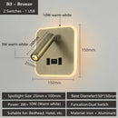 Axyaa Multifunctional LED Wall Sconce with USB Ports & Switch