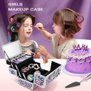 Axyaa Makeup Box 2-Tier Tray Lockable Cosmetic Train Case with Mirror and Handle