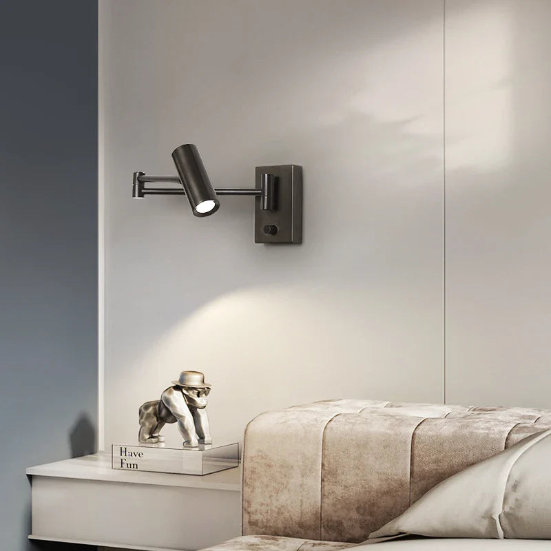 Axyaa Modern Black Adjustable LED Wall Lamp for Bedroom Living Room Reading