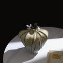 Axyaa Pleated Pattern Ceramic Vase - Handcrafted Flower Bud Shape Home Decoration