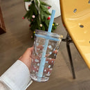 Axyaa 450ml Tritan Water Bottle with Straw, Heat Resistant Coffee Cup for Girls