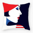 Axyaa Red Lips Stripe Throw Pillow Cover - 45X45CM