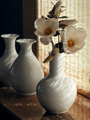 Axya White Ceramic Vase: Japanese Minimalist Zen Flower Arrangement