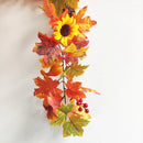 Axyaa Gold Maple Leaf Sunflower Pumpkin Vine Thanksgiving Table Decor