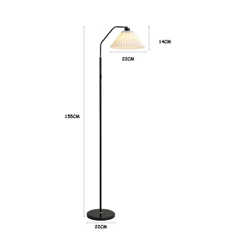 Axyaa Pleated Lampshade Floor Lamp: Nordic Sofa Vertical Lamp for Living Room, Bedroom, and Book Reading