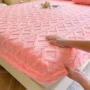Axyaa Winter Flannel Fleece Bed Sheet - Double Bed Coral Fleece Fitted Sheet