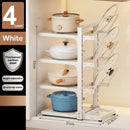 Adjustable Pot Holder with Storage Shelf for Pots, Lids, Pans, and Seasoning Bottles by Axyaa