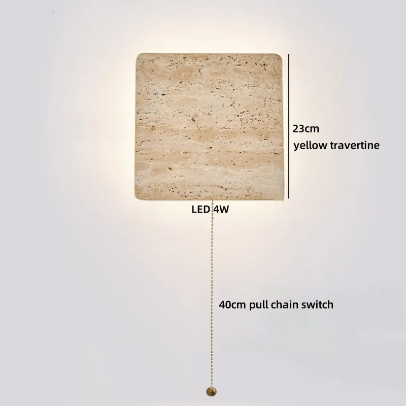 Axyaa Wabi Sabi Indoor LED Wall Sconce Yellow Travertine Stone Bedside Lamp