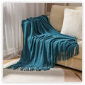 Axyaa Textile City Knitted Throw: Nordic Chunky Plaid Bedspread for Winter