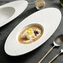 Axya White Ceramic Oval Dinner Soup Plate Snack Pasta Sushi Home Tableware