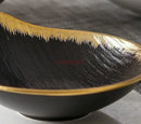 Axyaa 7-inch Black Gold Salad Bowl Set: Soup, Dessert Plate, Western Tableware