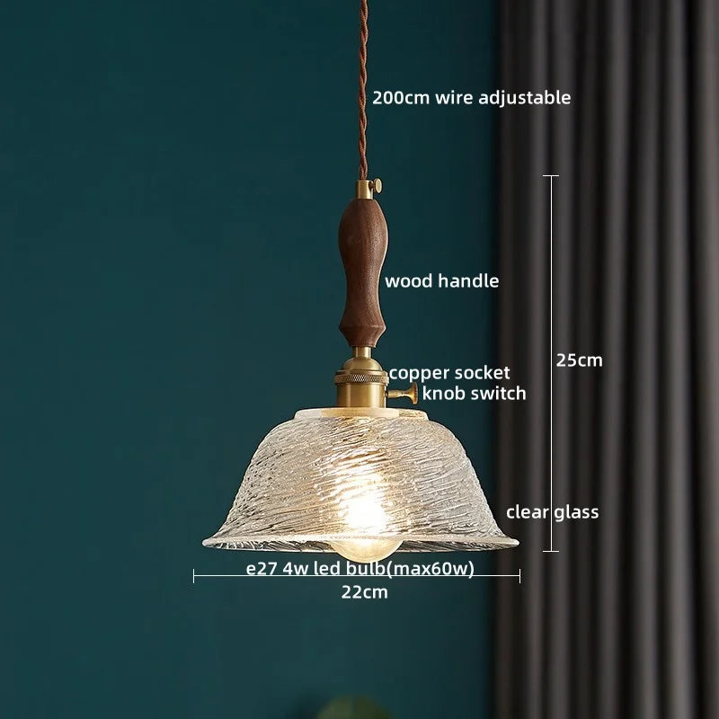Axyaa Copper Glass LED Pendant Light - Nordic Style for Bedroom, Kitchen, Bar, Stairway
