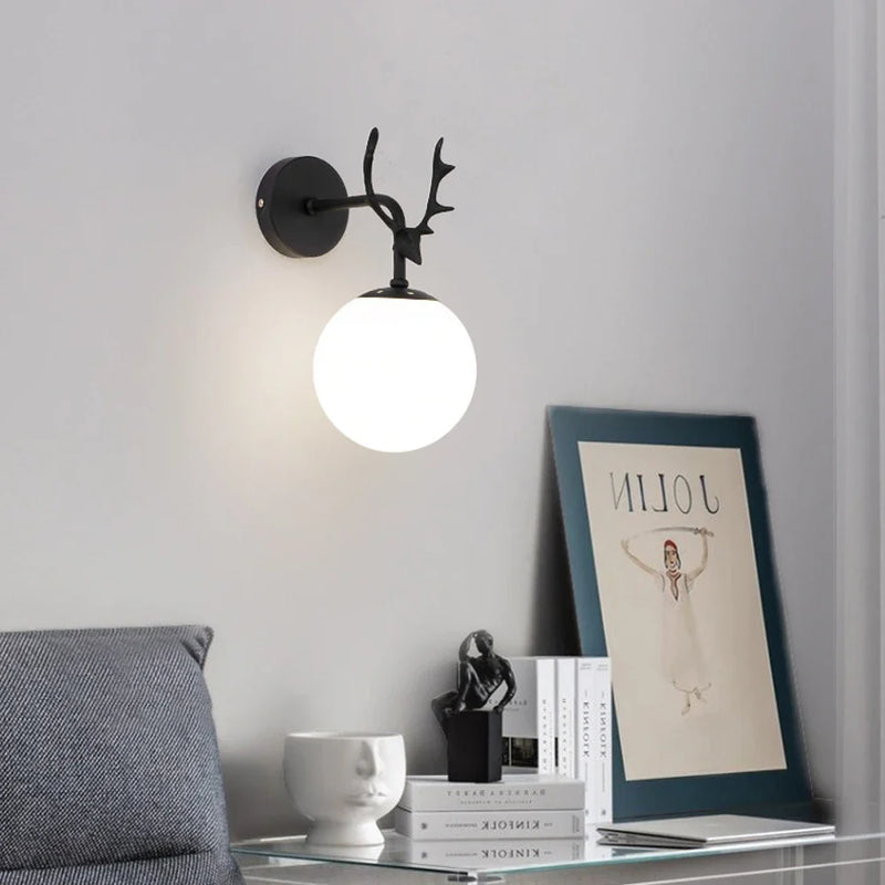 Axyaa Vintage Round Wall Sconce Black Golden E27 Bedside Lamp Retro Living Room Lighting