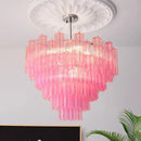 Axyaa Clear Pink Glass Tube Chandelier Luxury Ceiling Pendant Light