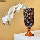 Mottled Glass Goblet Vase for Stylish Floral Arrangement by Axyaa