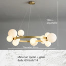 Axyaa Glass Ball LED Chandeliers: Modern Living Room Pendant Lamps, Black Gold Hanging Light Fixtures